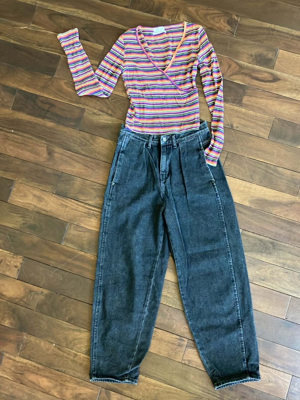 OAK + FORT Washed Black Boyfriend Jeans